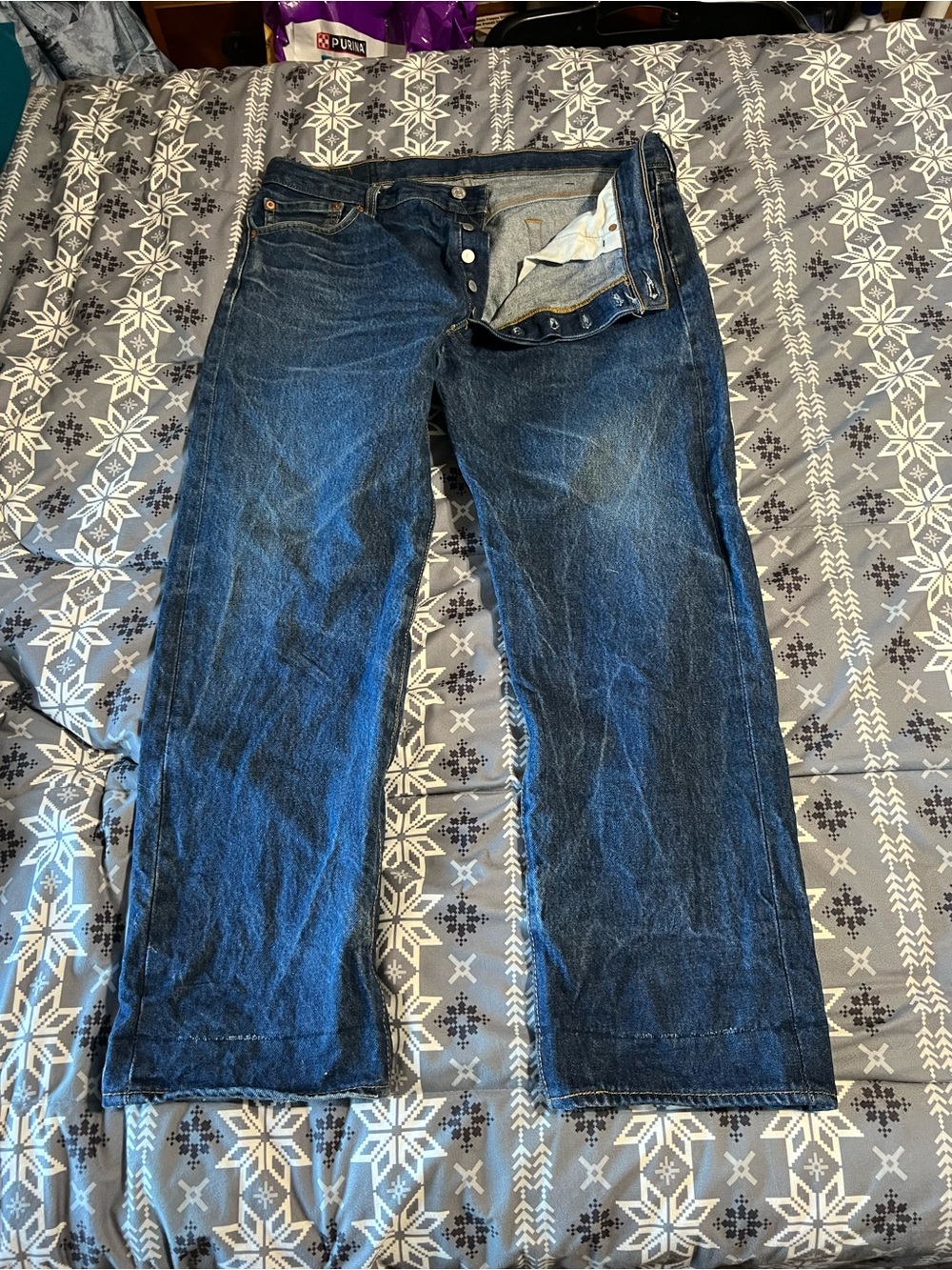 Levi's 501 Dark Blue Relaxed Straight Jeans